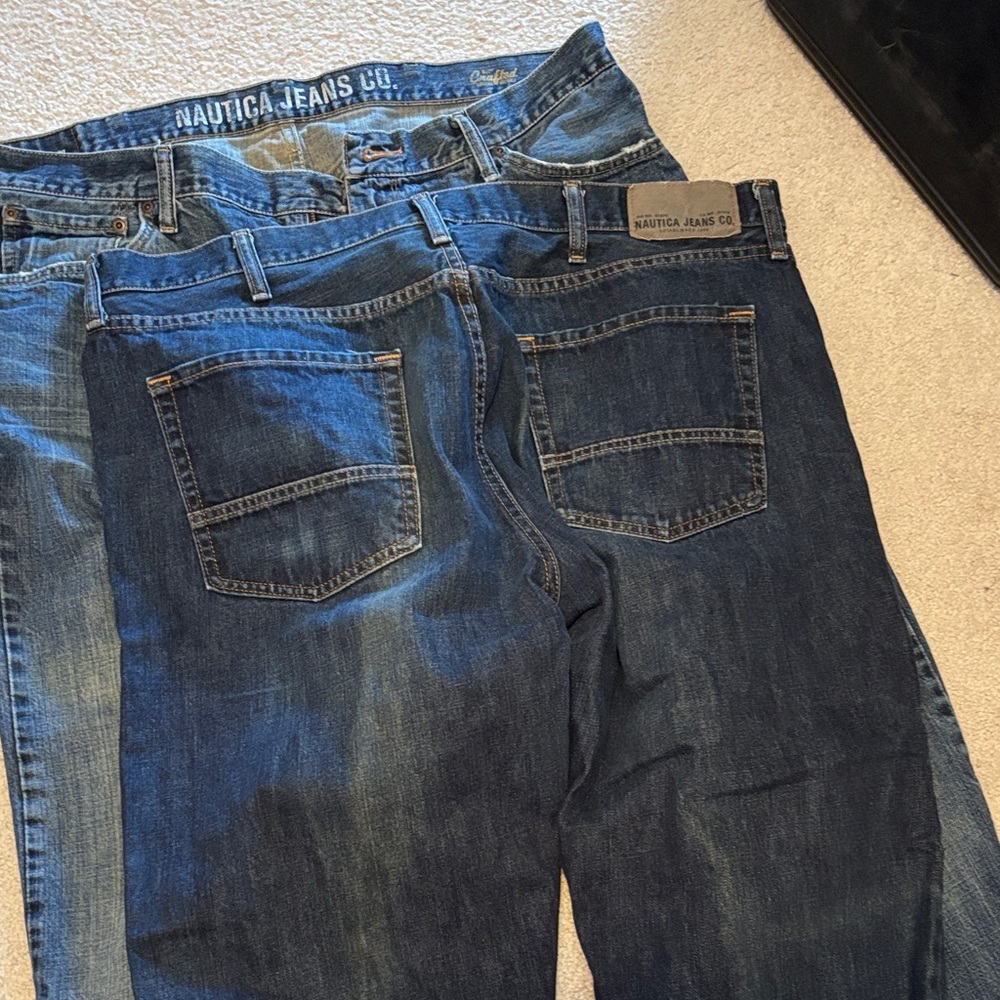 Nautica Men’s Relaxed Fit Denim Blue Jeans. 2 pair with purchase. - Picture 4 of 4